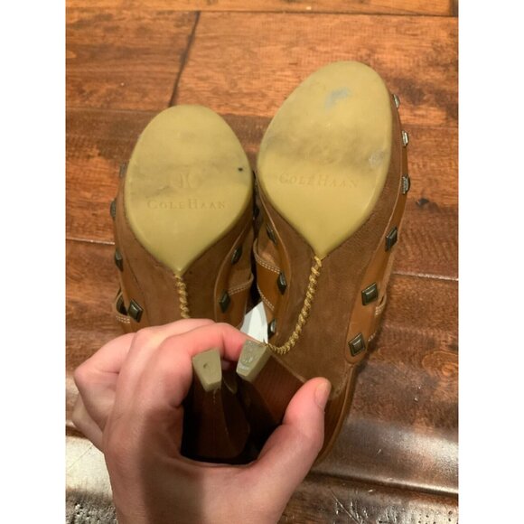 Cole Haan Brown Suede Slide Mules W/ Harness & Studded Detail, Size 6 (US) - Picture 8 of 10